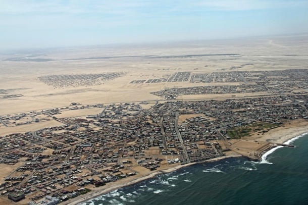 Aerial view of Swakopmund's townships, Namibia, Skeleton Coast